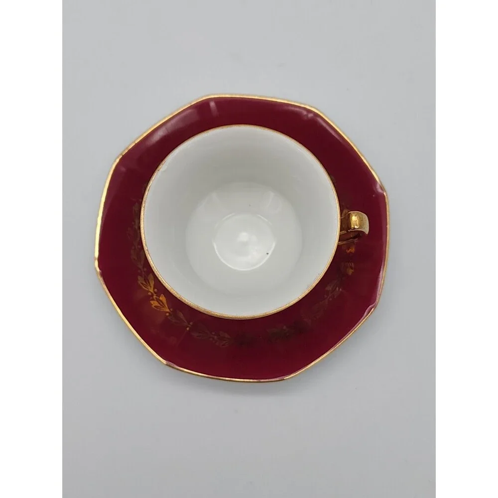 AJ Co Demitasse Teacup & Saucer made in Czechoslovakia Art Nouveau
